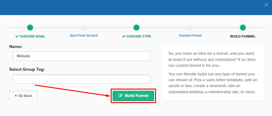 單擊Build Funnel