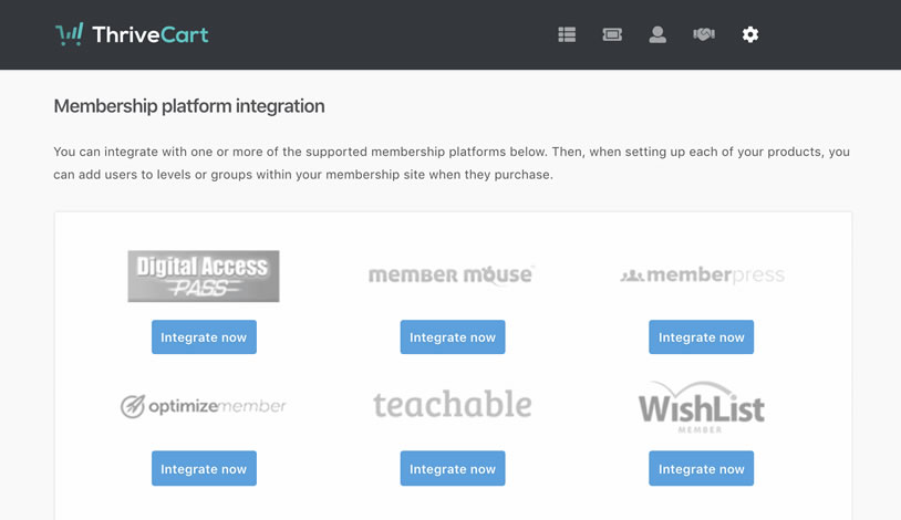 與ThriveCart整合任何喜歡的會員平台