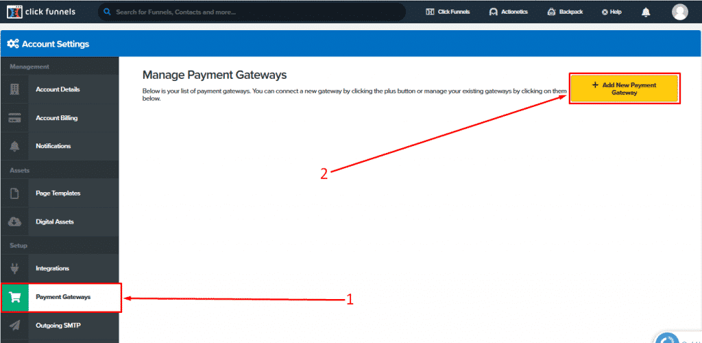 ClickFunnels Add New Payment Gateway