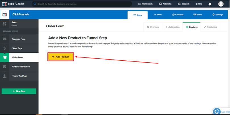 ClickFunnels Add Product