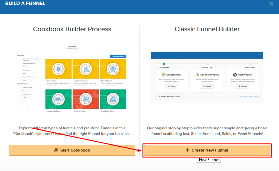 ClickFunnels Create New Funnel