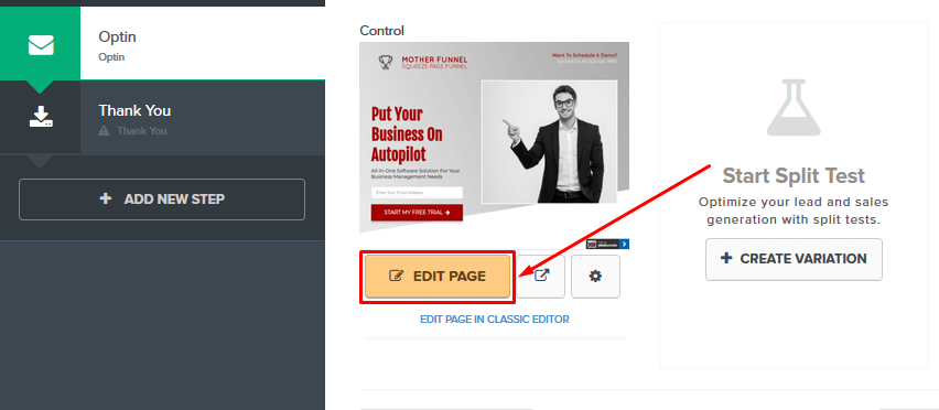 ClickFunnels Edit Page